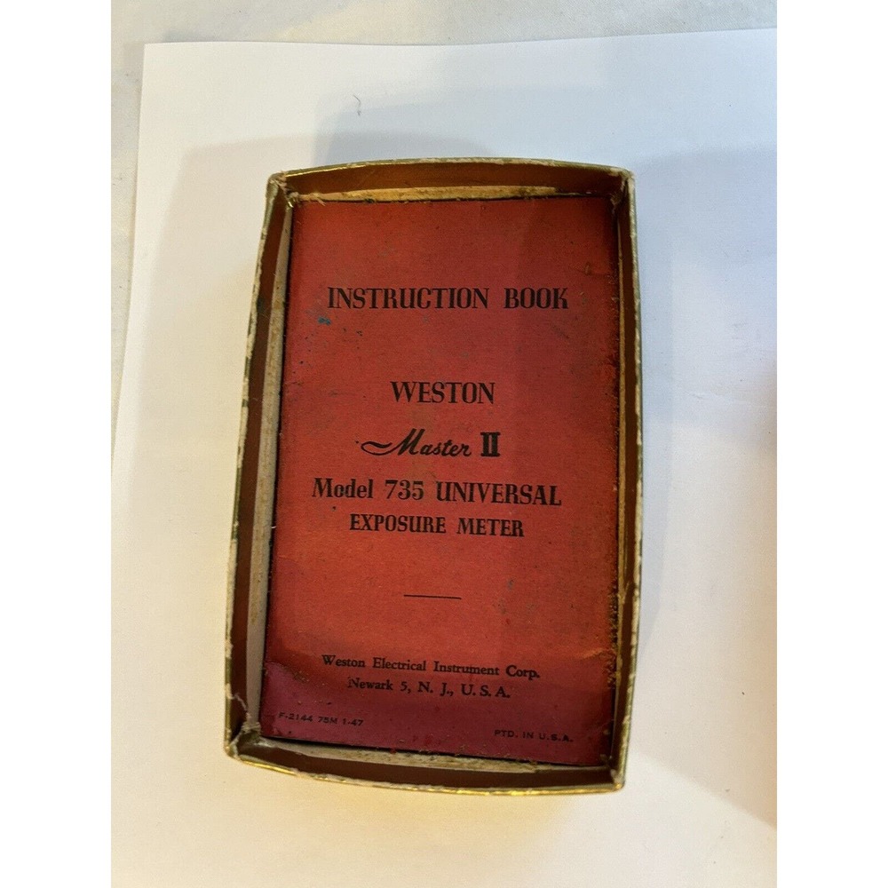 Vintage Weston Master II Universal Exposure Light Meter Model 735 Leather Case